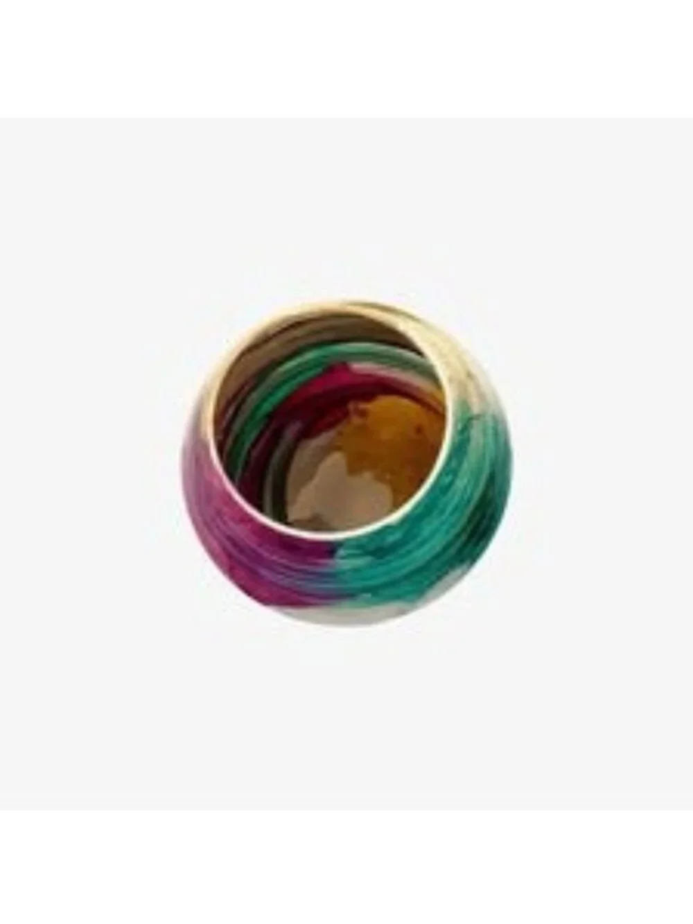 Vase Hand Painted Art Glass Jewel Tones Teal Magenta Gold